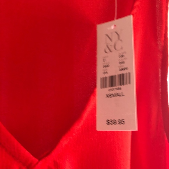 New York & Co Red Blouse with black lined - Picture 8 of 9